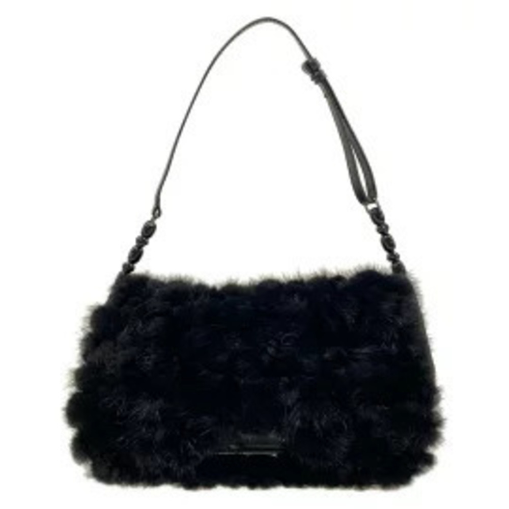 Christian Dior Maris Pearl Leather Fur Shoulder Bag Black